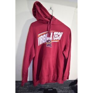 Fanatics Virginia Tech Hokies Hoodie Mens 2XL Maroon Fleece Sweatshirt WORN LOOK